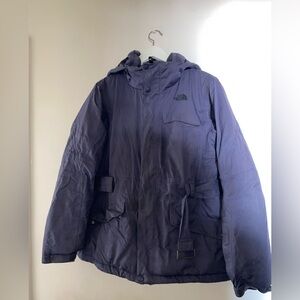 The North Face Women’s Insulated Hooded Jacket Purple Size L Belted Coat READ